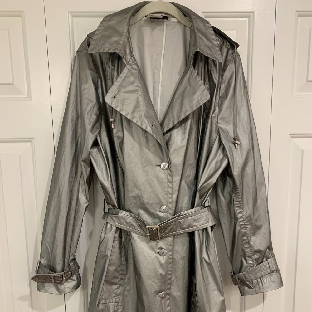 WORTH Trench Coat - Silver-Removable Hood-Size XL